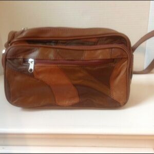 Vintage Brown Patchwork Leather Shoulderb Bag